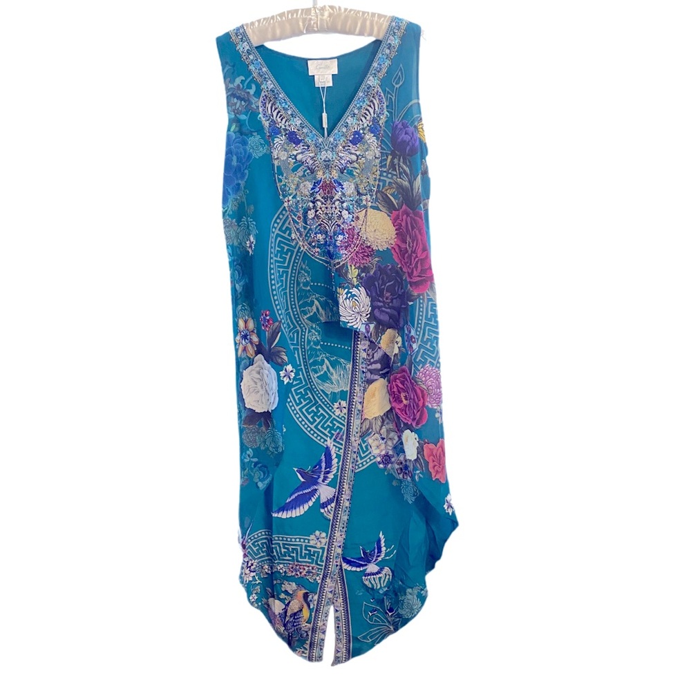 Camilla Silk Crystal Embellished High Low Boho Tunic Top XS NWT - Picture 7 of 10